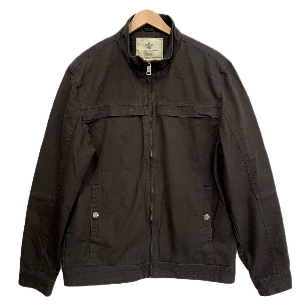 WenVen Utility Jacket Mens Size M Black Cotton Twill Zip Moto Gasoline Workwear